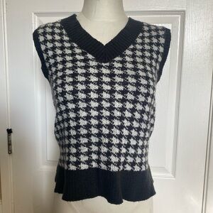 Black and White Houndstooth Sweater Vest